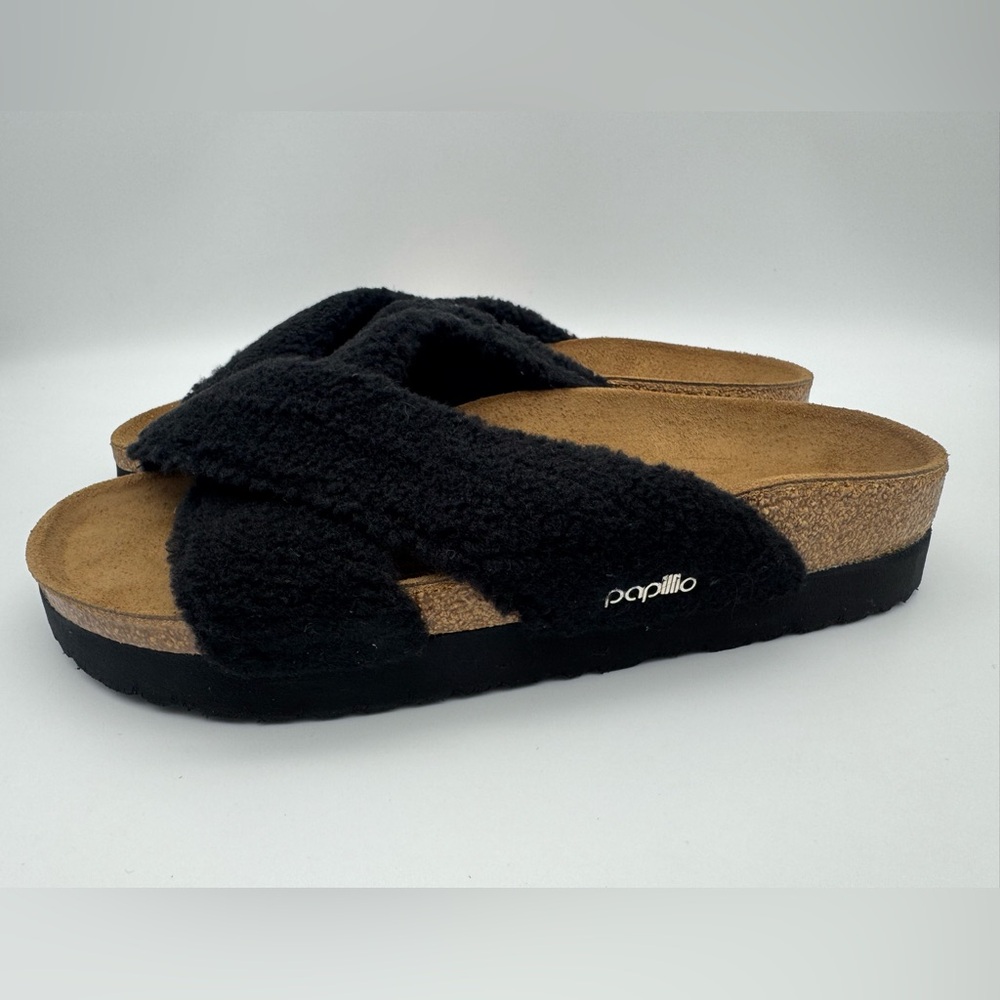 Birkenstock Daytona Faux Shearling Slide Sandal Black Womens Size 41/ US 10-10.5